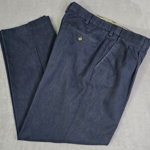 Croft & Barrow Mens Pleated Dress Pants Blue 36x30 Expandable Waist Trousers